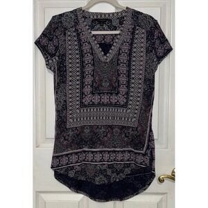 Lucky Brand Women's Short Sleeve Scoop‎ Neck Printed Top S/P